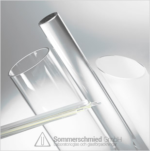 Glasrör och -stänger, glasrör av borosilikatglas samt glasbehållare av sodagla, Duran 3.3 eller Ilmatherm I-880